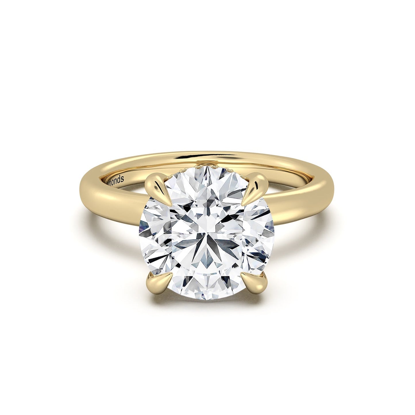Yellow Gold Round Diamond Engagement Ring with Solitaire Band | Waco Diamonds Is Located In Waco, TX | Central Texas' #1 Engagement Ring Store With Lifetime Warranty