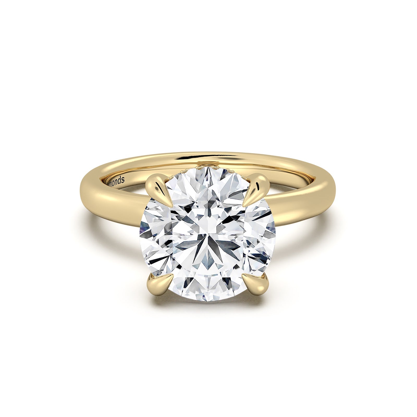 Yellow Gold Round Diamond Engagement Ring with Solitaire Band | Waco Diamonds Is Located In Waco, TX | Central Texas' #1 Engagement Ring Store With Lifetime Warranty