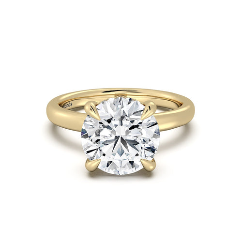 Load image 1 in gallery view. Yellow Gold Round Diamond Engagement Ring with Solitaire Band | Waco Diamonds Is Located In Waco, TX | Central Texas' #1 Engagement Ring Store With Lifetime Warranty