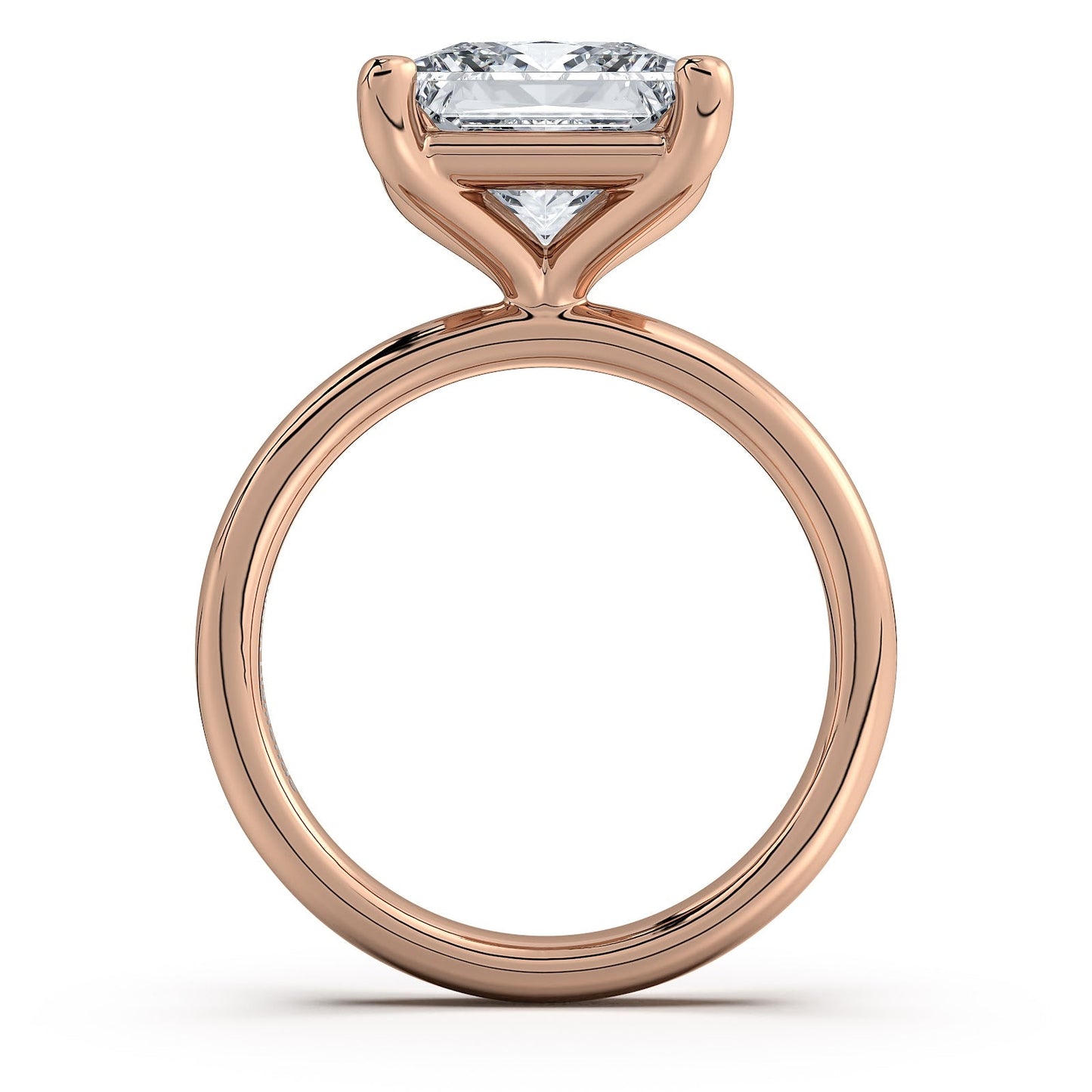 Rose Gold Princess Diamond Engagement Ring with Solitaire Band Profile View | Waco Diamonds Is Located In Waco, TX | Central Texas' #1 Engagement Ring Store With Lifetime Warranty