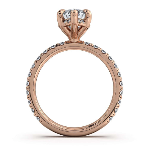 Load image 1 in gallery view. Rose Gold Marquise Diamond Engagement Ring with Pave Band | Waco Diamonds Is Located In Waco, TX | Central Texas' #1 Engagement Ring Store With Lifetime Warranty