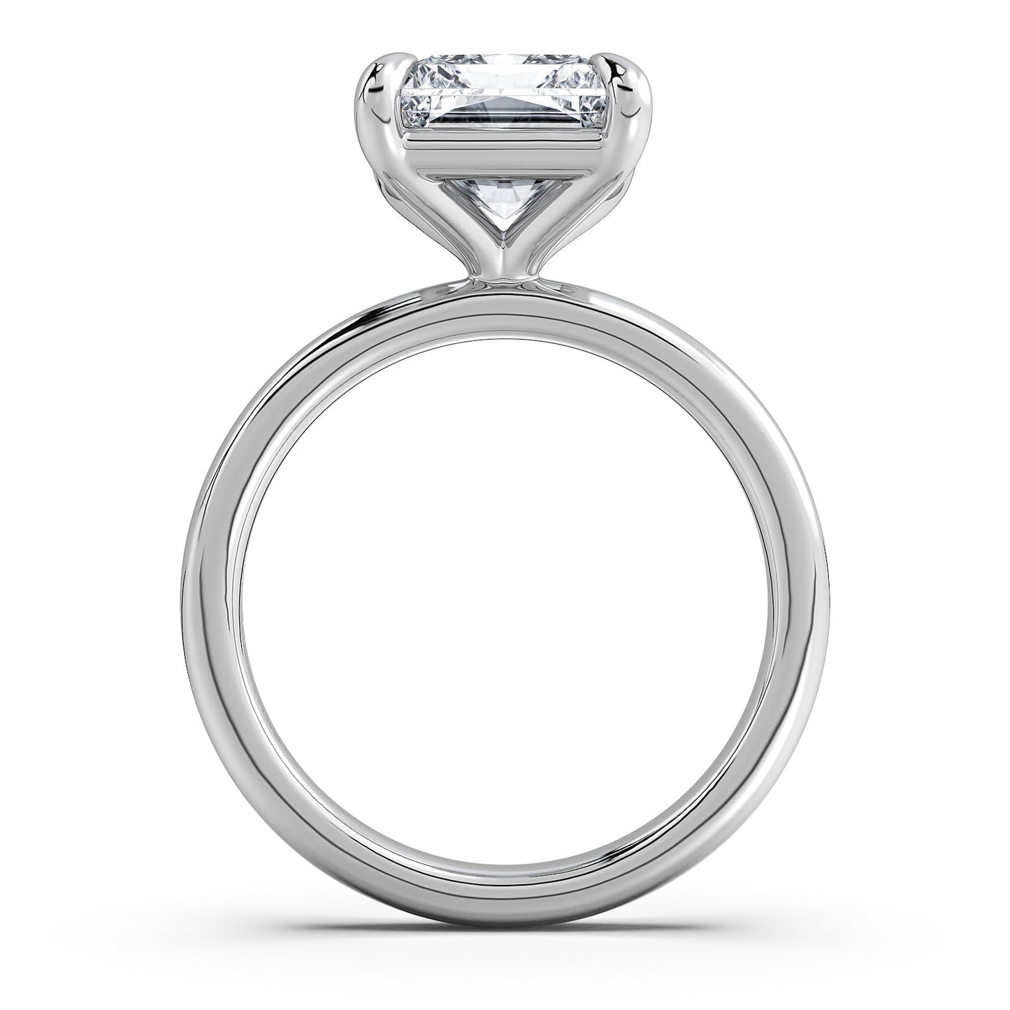 White Gold Radiant Diamond Engagement Ring with Solitaire Band Profile View | Waco Diamonds Is Located In Waco, TX | Central Texas' #1 Engagement Ring Store With Lifetime Warranty