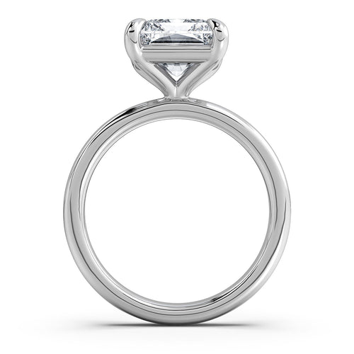 Load image 1 in gallery view. White Gold Radiant Diamond Engagement Ring with Solitaire Band Profile View | Waco Diamonds Is Located In Waco, TX | Central Texas' #1 Engagement Ring Store With Lifetime Warranty