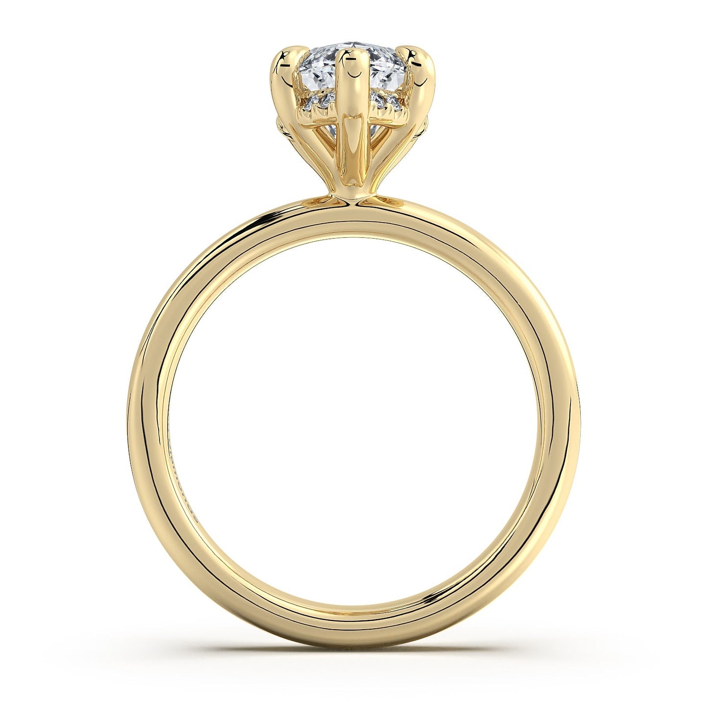 Yellow Gold Marquise Diamond Engagement Ring with Solitaire Band Profile View | Waco Diamonds Is Located In Waco, TX | Central Texas' #1 Engagement Ring Store With Lifetime Warranty