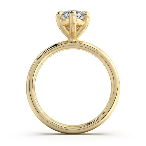 Load image 1 in gallery view. Yellow Gold Marquise Diamond Engagement Ring with Solitaire Band Profile View | Waco Diamonds Is Located In Waco, TX | Central Texas' #1 Engagement Ring Store With Lifetime Warranty