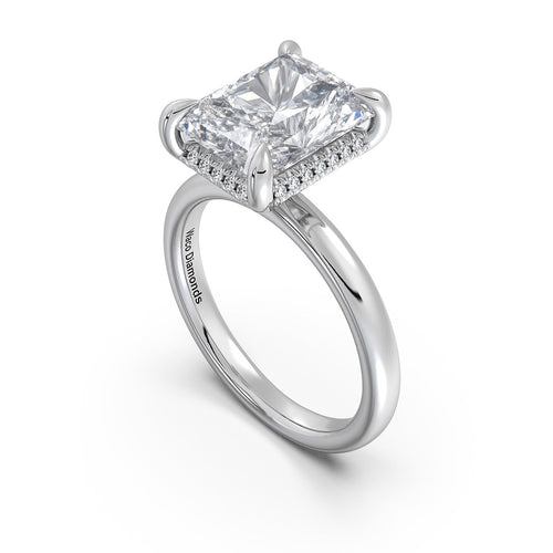 Load image 1 in gallery view. White Gold Radiant Diamond Engagement Ring with Solitaire Band | Waco Diamonds Is Located In Waco, TX | Central Texas' #1 Engagement Ring Store With Lifetime Warranty
