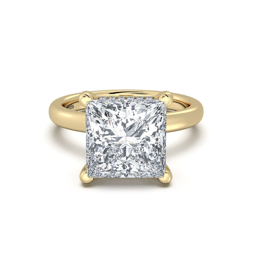 Load image 1 in gallery view. Yellow Gold Princess Diamond Engagement Ring with Solitaire Band | Waco Diamonds Is Located In Waco, TX | Central Texas' #1 Engagement Ring Store With Lifetime Warranty