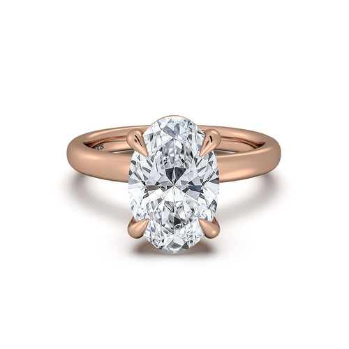 Load image 1 in gallery view. Rose Gold Oval Diamond Engagement Ring with Solitaire Band | Waco Diamonds Is Located In Waco, TX | Central Texas' #1 Engagement Ring Store With Lifetime Warranty