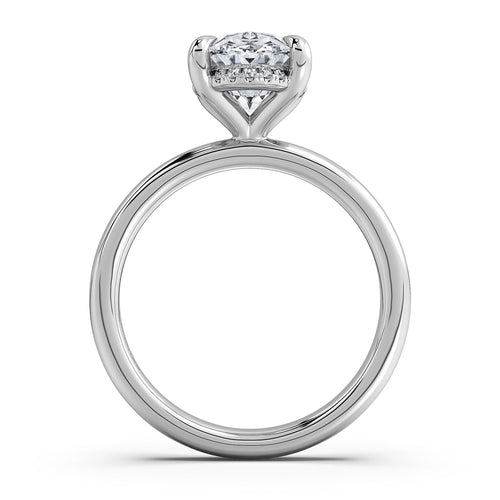 Load image 1 in gallery view. White Gold Oval Diamond Engagement Ring with Solitaire Band Profile View | Waco Diamonds Is Located In Waco, TX | Central Texas' #1 Engagement Ring Store With Lifetime Warranty