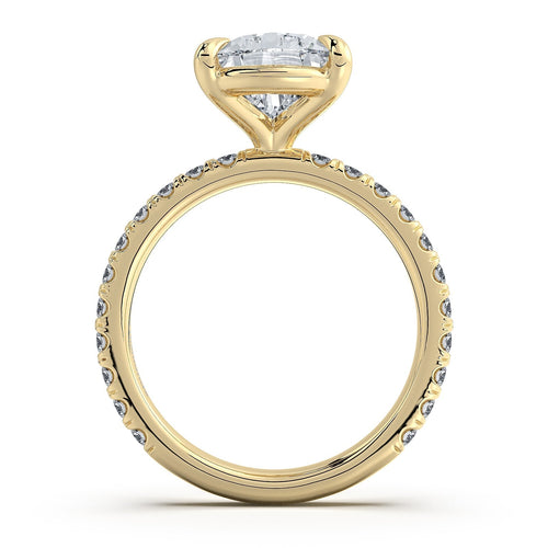 Load image 1 in gallery view. Yellow Gold Pear Diamond Engagement Ring with Pave Band | Waco Diamonds Is Located In Waco, TX | Central Texas' #1 Engagement Ring Store With Lifetime Warranty
