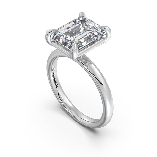 Load image 1 in gallery view. White Gold Emerald Diamond Engagement Ring with Solitaire Band | Waco Diamonds Is Located In Waco, TX | Central Texas' #1 Engagement Ring Store With Lifetime Warranty
