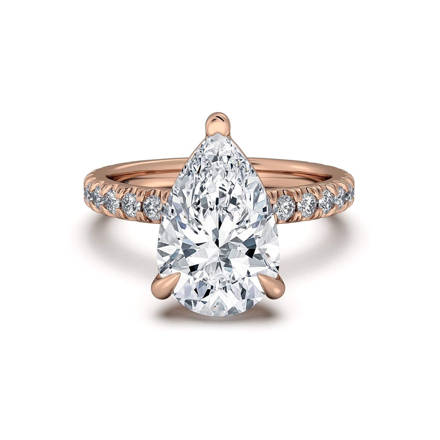 Rose Gold Pear Diamond Engagement Ring with Pave Band | Waco Diamonds Is Located In Waco, TX | Central Texas' #1 Engagement Ring Store With Lifetime Warranty