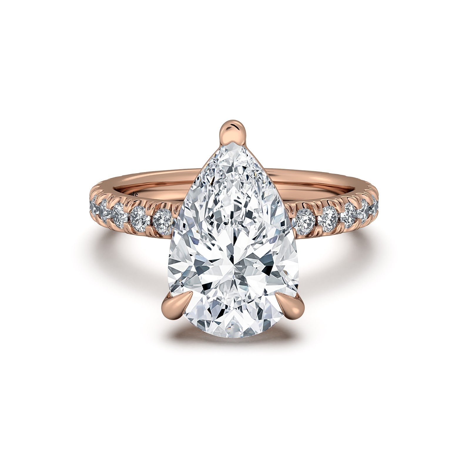 Rose Gold Pear Diamond Engagement Ring with Pave Band | Waco Diamonds Is Located In Waco, TX | Central Texas' #1 Engagement Ring Store With Lifetime Warranty