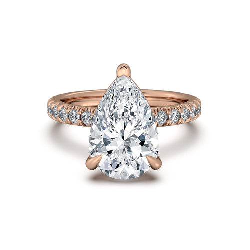 Load image 1 in gallery view. Rose Gold Pear Diamond Engagement Ring with Pave Band | Waco Diamonds Is Located In Waco, TX | Central Texas' #1 Engagement Ring Store With Lifetime Warranty