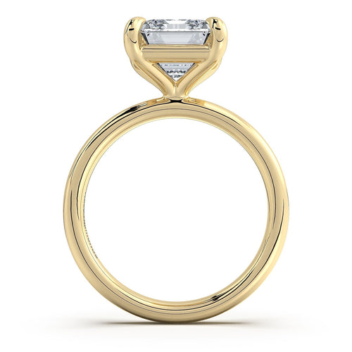 Load image 1 in gallery view. Yellow Gold Emerald Diamond Engagement Ring with Solitaire Band | Waco Diamonds Is Located In Waco, TX | Central Texas' #1 Engagement Ring Store With Lifetime Warranty