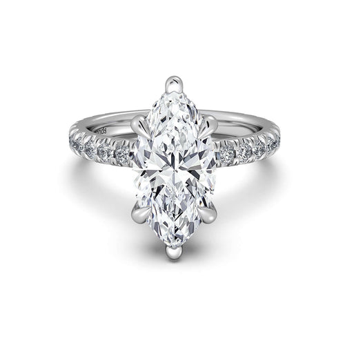 Load image 1 in gallery view. White Gold Marquise Diamond Engagement Ring with Pave Band | Waco Diamonds Is Located In Waco, TX | Central Texas' #1 Engagement Ring Store With Lifetime Warranty