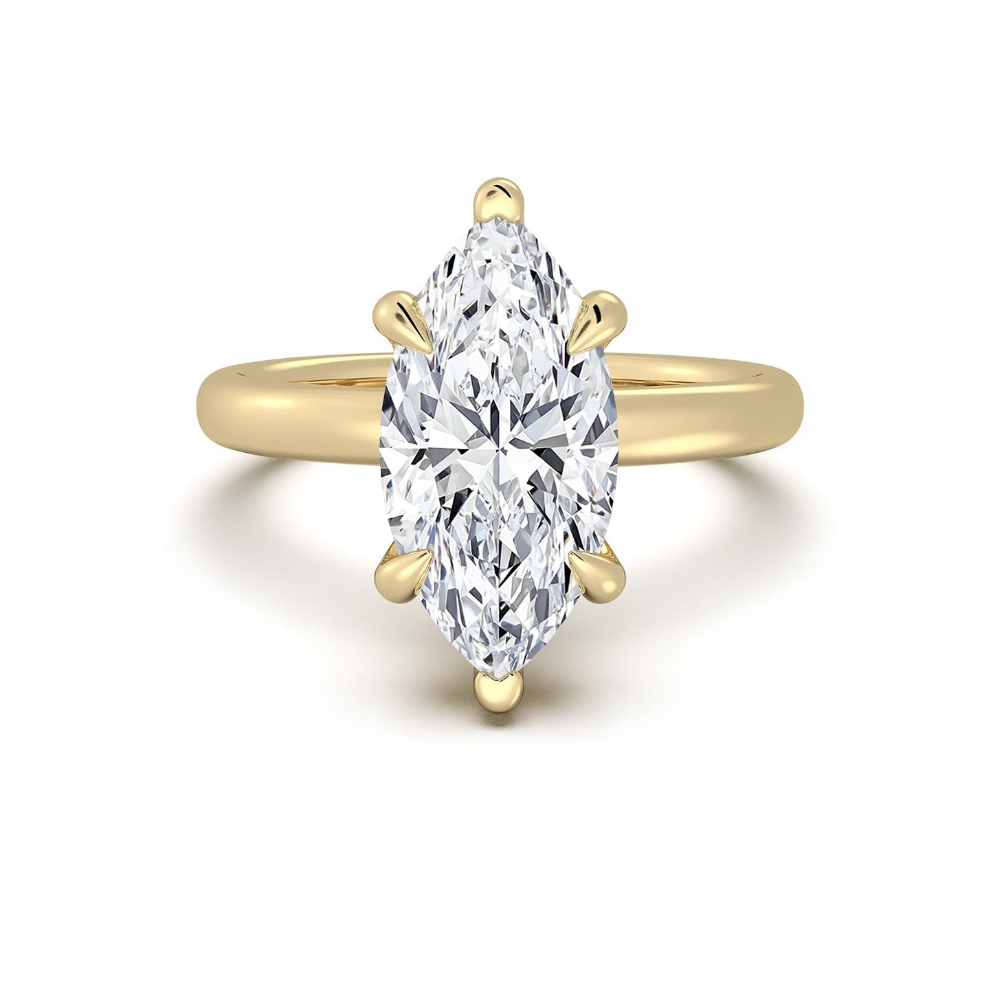 Yellow Gold Marquise Diamond Engagement Ring with Solitaire Band | Waco Diamonds Is Located In Waco, TX | Central Texas' #1 Engagement Ring Store With Lifetime Warranty