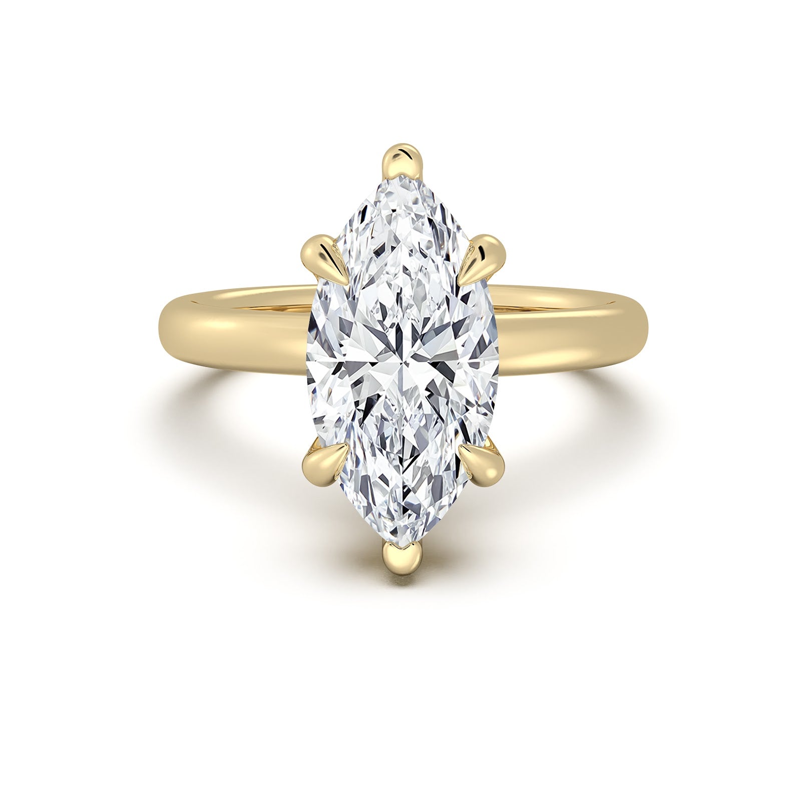 Yellow Gold Marquise Diamond Engagement Ring with Solitaire Band | Waco Diamonds Is Located In Waco, TX | Central Texas' #1 Engagement Ring Store With Lifetime Warranty