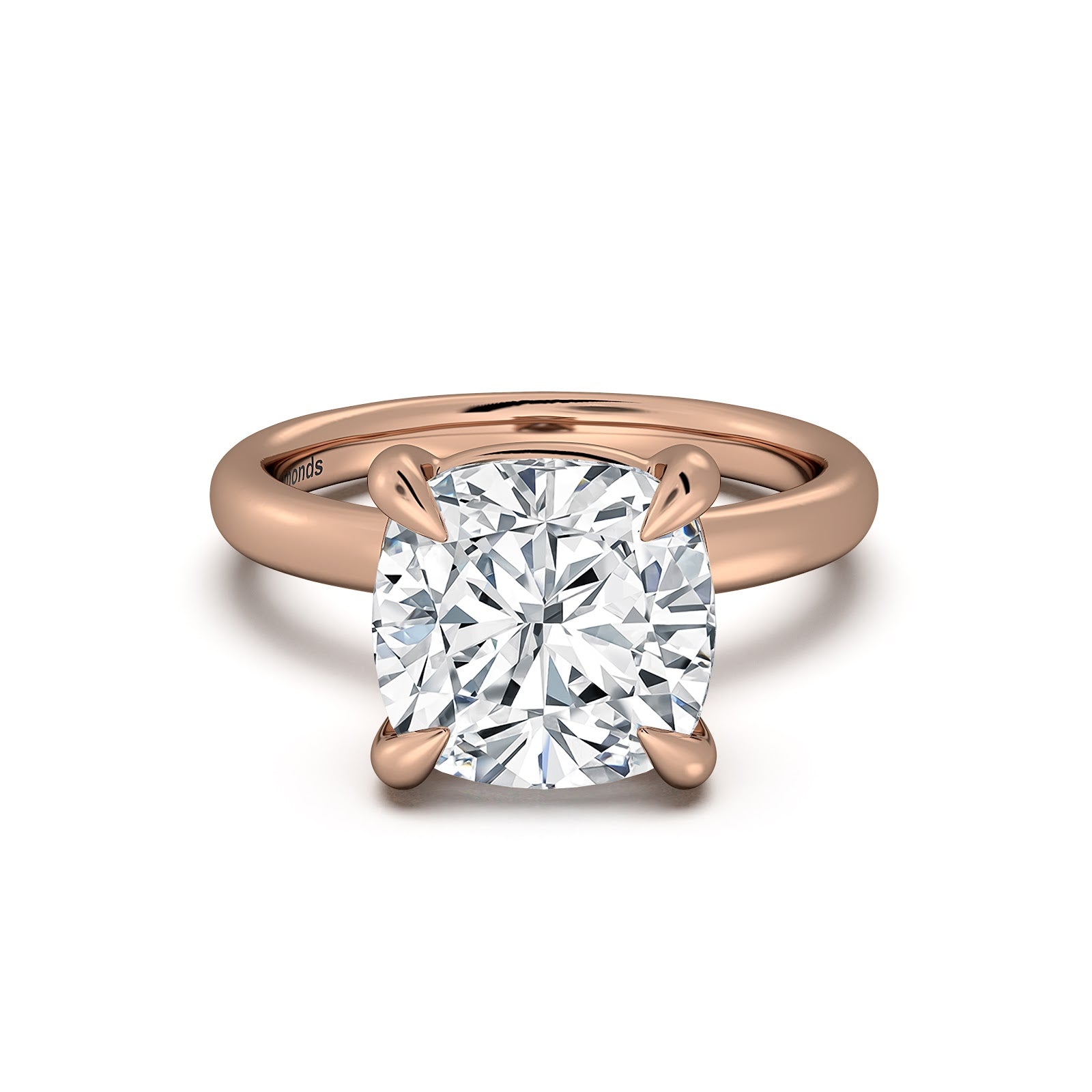 Rose Gold Cushion Diamond Engagement Ring with Solitaire Band | Waco Diamonds Is Located In Waco, TX | Central Texas' #1 Engagement Ring Store With Lifetime Warranty
