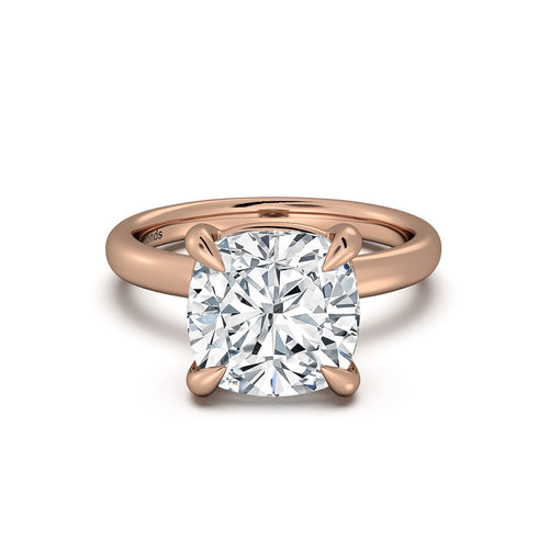 Load image 1 in gallery view. Rose Gold Cushion Diamond Engagement Ring with Solitaire Band | Waco Diamonds Is Located In Waco, TX | Central Texas' #1 Engagement Ring Store With Lifetime Warranty