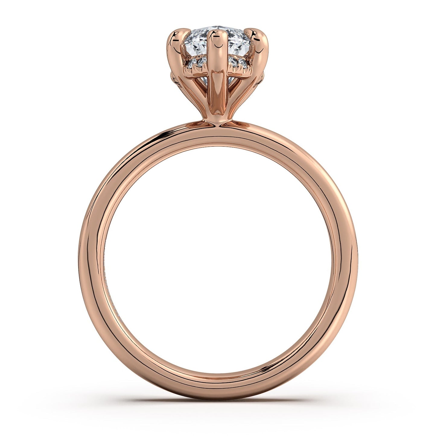 Rose Gold Marquise Diamond Engagement Ring with Solitaire Band Profile View | Waco Diamonds Is Located In Waco, TX | Central Texas' #1 Engagement Ring Store With Lifetime Warranty