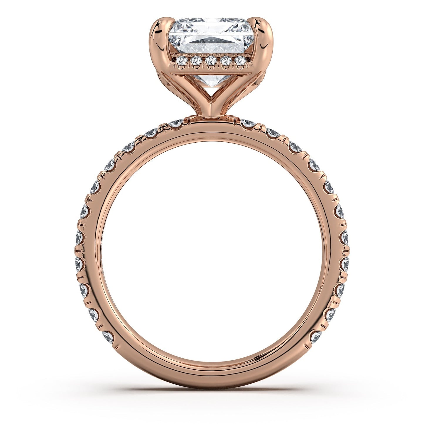 Rose Gold Radiant Diamond Engagement Ring with Pave Band | Waco Diamonds Is Located In Waco, TX | Central Texas' #1 Engagement Ring Store With Lifetime Warranty