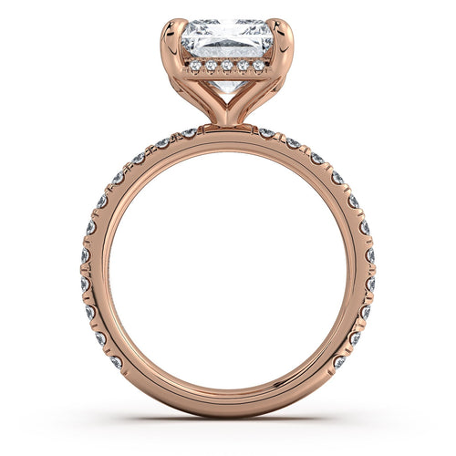 Load image 1 in gallery view. Rose Gold Radiant Diamond Engagement Ring with Pave Band | Waco Diamonds Is Located In Waco, TX | Central Texas' #1 Engagement Ring Store With Lifetime Warranty