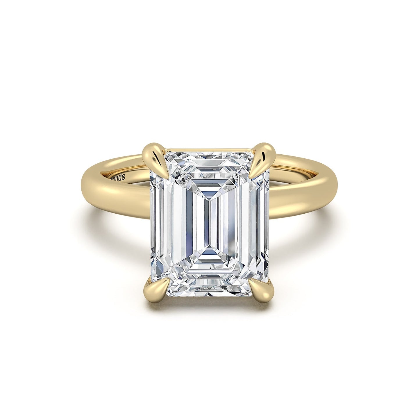 Yellow Gold Emerald Diamond Engagement Ring with Solitaire Band | Waco Diamonds Is Located In Waco, TX | Central Texas' #1 Engagement Ring Store With Lifetime Warranty