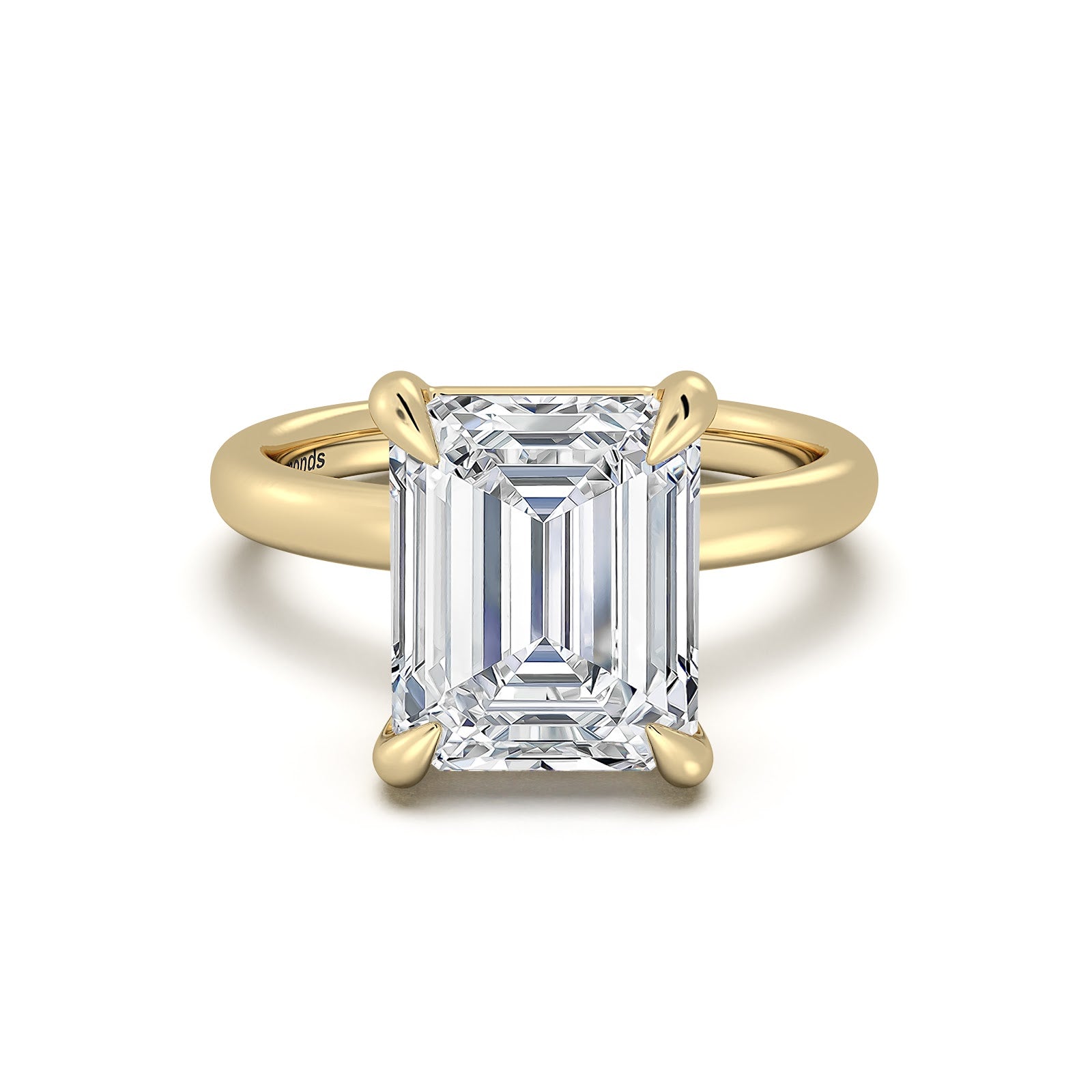 Yellow Gold Emerald Diamond Engagement Ring with Solitaire Band | Waco Diamonds Is Located In Waco, TX | Central Texas' #1 Engagement Ring Store With Lifetime Warranty