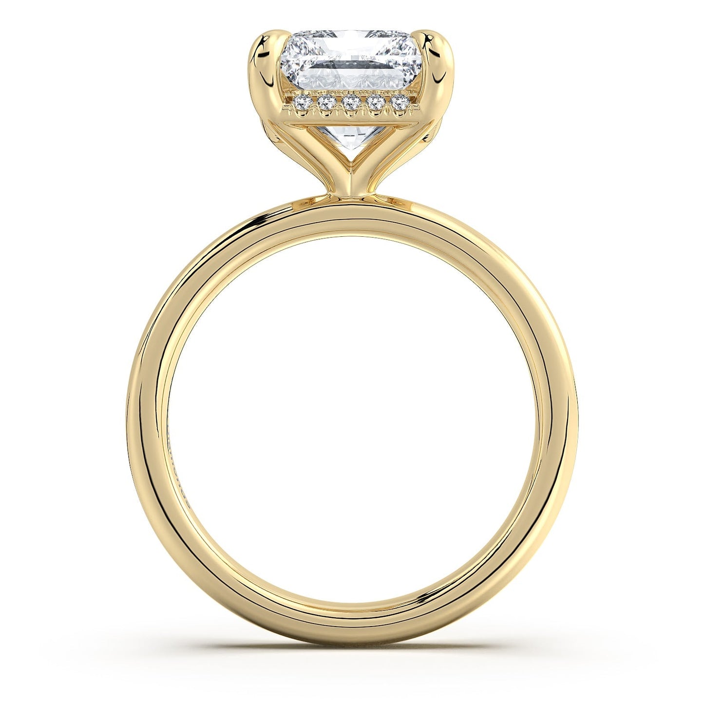 Yellow Gold Radiant Diamond Engagement Ring with Solitaire Band Profile View | Waco Diamonds Is Located In Waco, TX | Central Texas' #1 Engagement Ring Store With Lifetime Warranty