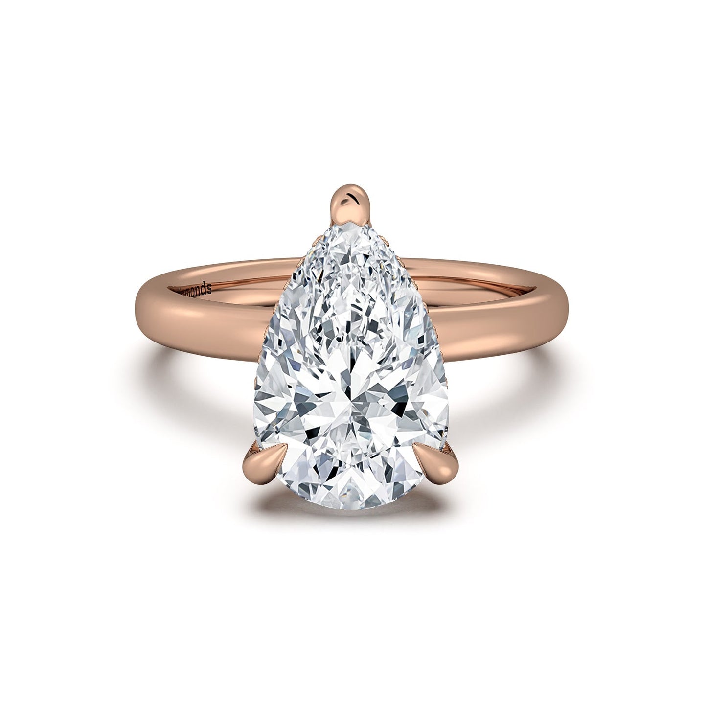 Rose Gold Pear Diamond Engagement Ring with Solitaire Band | Waco Diamonds Is Located In Waco, TX | Central Texas' #1 Engagement Ring Store With Lifetime Warranty