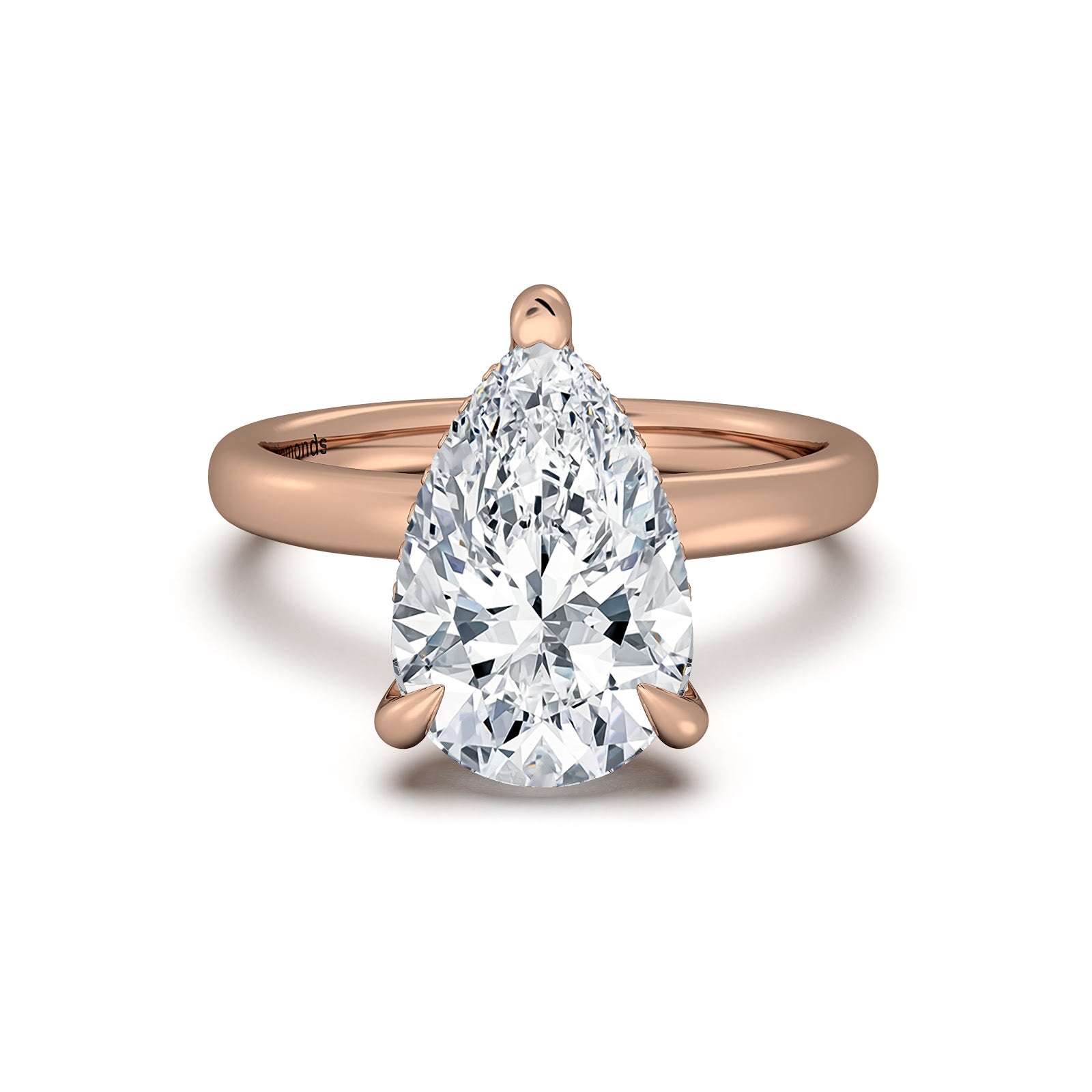 Rose Gold Pear Diamond Engagement Ring with Solitaire Band | Waco Diamonds Is Located In Waco, TX | Central Texas' #1 Engagement Ring Store With Lifetime Warranty