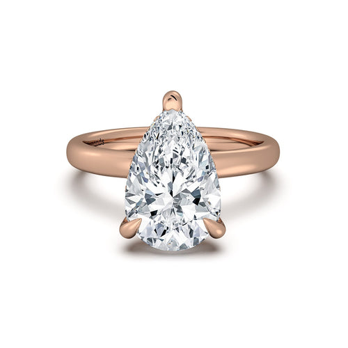 Load image 1 in gallery view. Rose Gold Pear Diamond Engagement Ring with Solitaire Band | Waco Diamonds Is Located In Waco, TX | Central Texas' #1 Engagement Ring Store With Lifetime Warranty