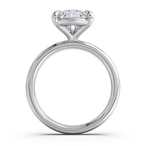 Load image 1 in gallery view. White Gold Pear Diamond Engagement Ring with Solitaire Band Profile View | Waco Diamonds Is Located In Waco, TX | Central Texas' #1 Engagement Ring Store With Lifetime Warranty