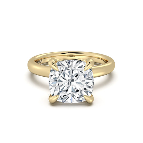 Load image 1 in gallery view. Yellow Gold Cushion Diamond Engagement Ring with Solitaire Band | Waco Diamonds Is Located In Waco, TX | Central Texas' #1 Engagement Ring Store With Lifetime Warranty