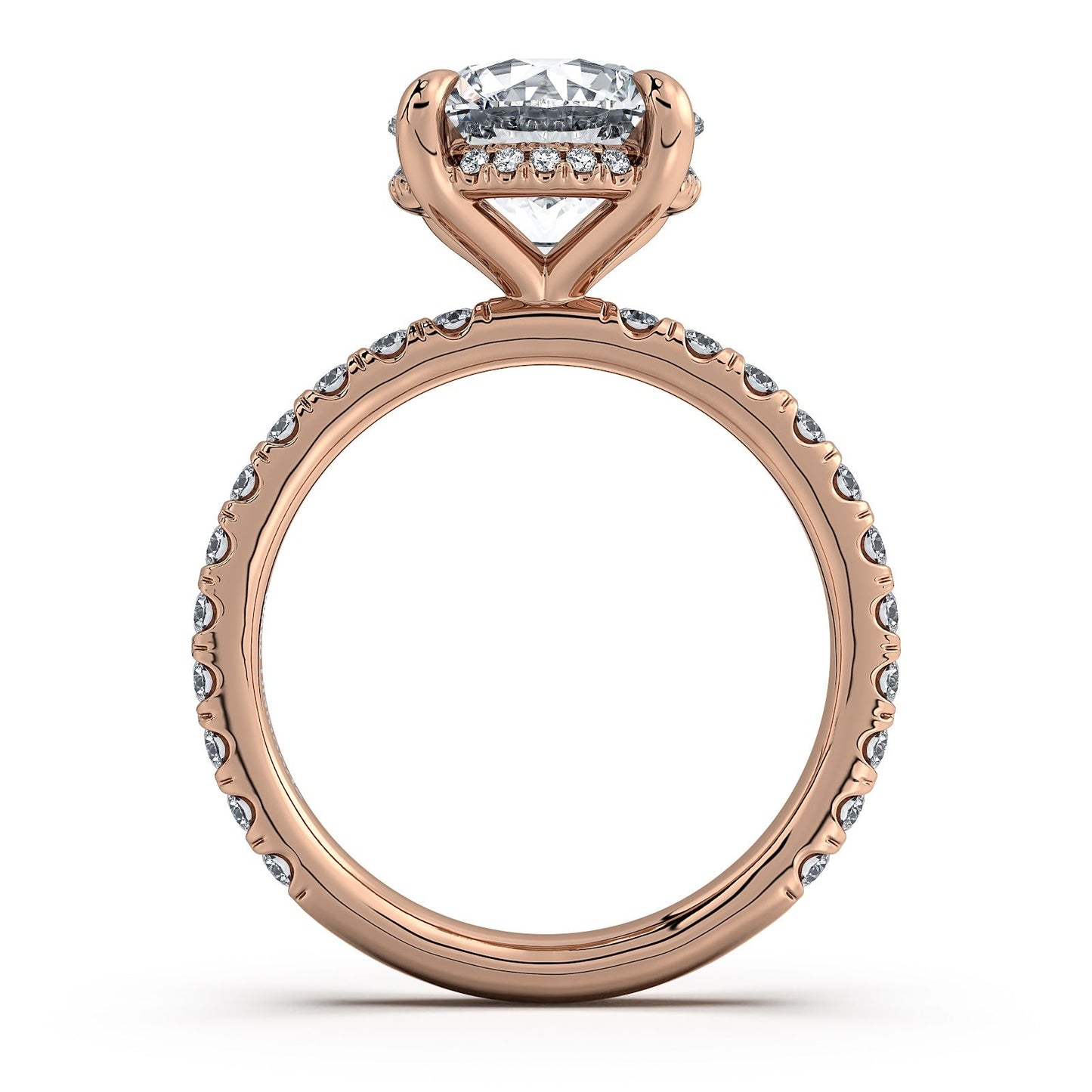 Rose Gold Round Diamond Engagement Ring with Pave Band | Waco Diamonds Is Located In Waco, TX | Central Texas' #1 Engagement Ring Store With Lifetime Warranty