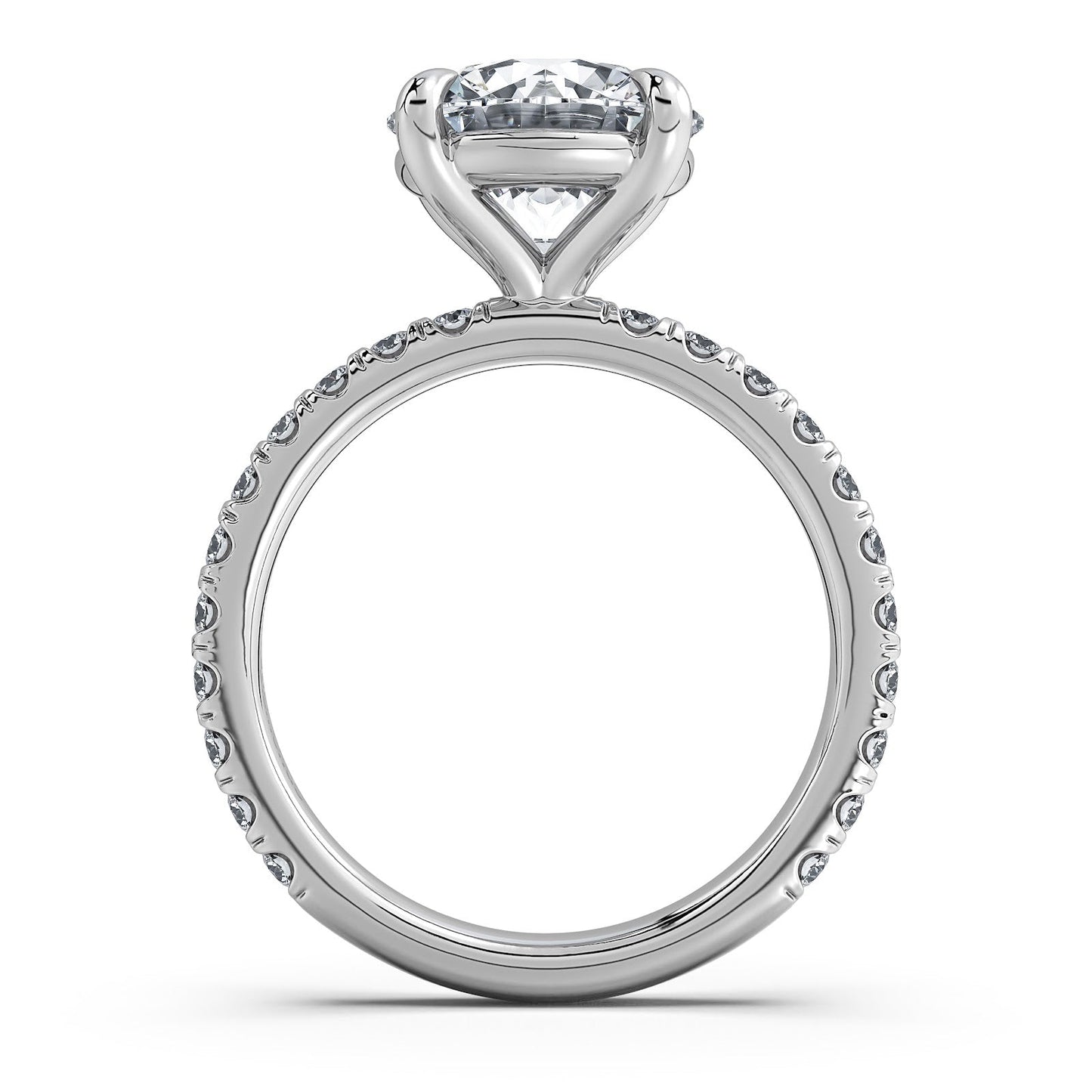 White Gold Round Diamond Engagement Ring with Pave Band | Waco Diamonds Is Located In Waco, TX | Central Texas' #1 Engagement Ring Store With Lifetime Warranty