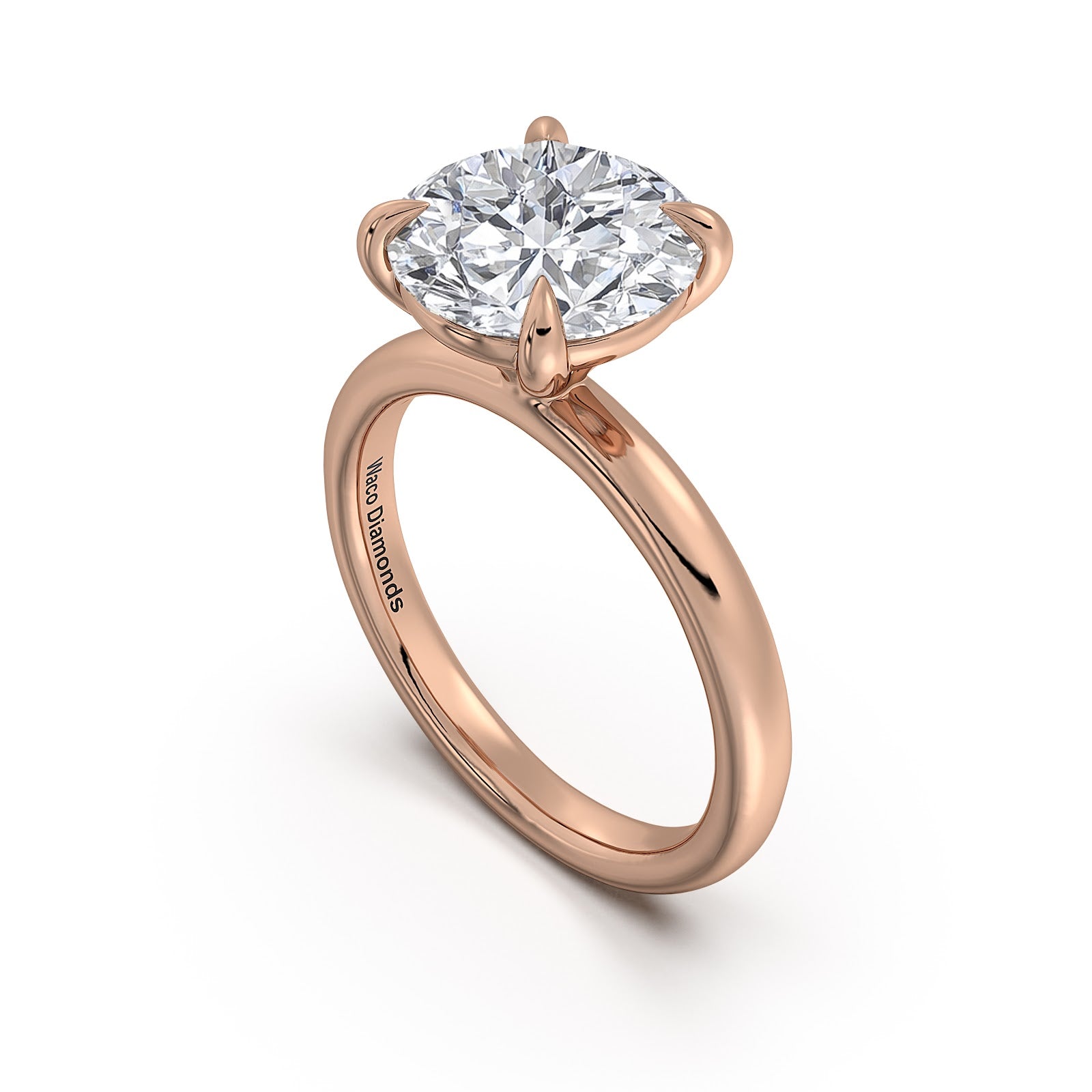 Rose Gold Round Diamond Engagement Ring with Solitaire Band Side Profile | Waco Diamonds Is Located In Waco, TX | Central Texas' #1 Engagement Ring Store With Lifetime Warranty