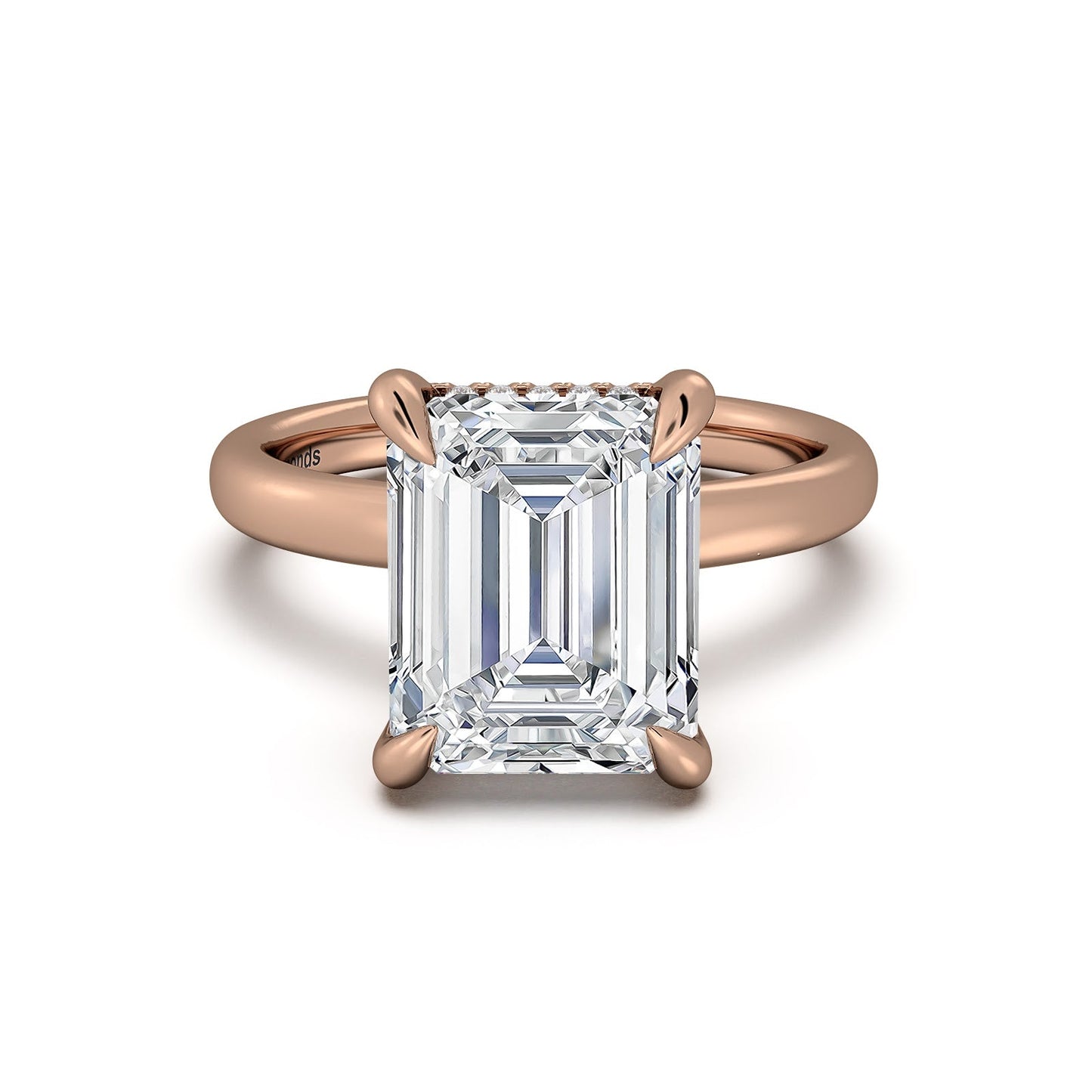 Rose Gold Emerald Diamond Engagement Ring with Solitaire Band | Waco Diamonds Is Located In Waco, TX | Central Texas' #1 Engagement Ring Store With Lifetime Warranty