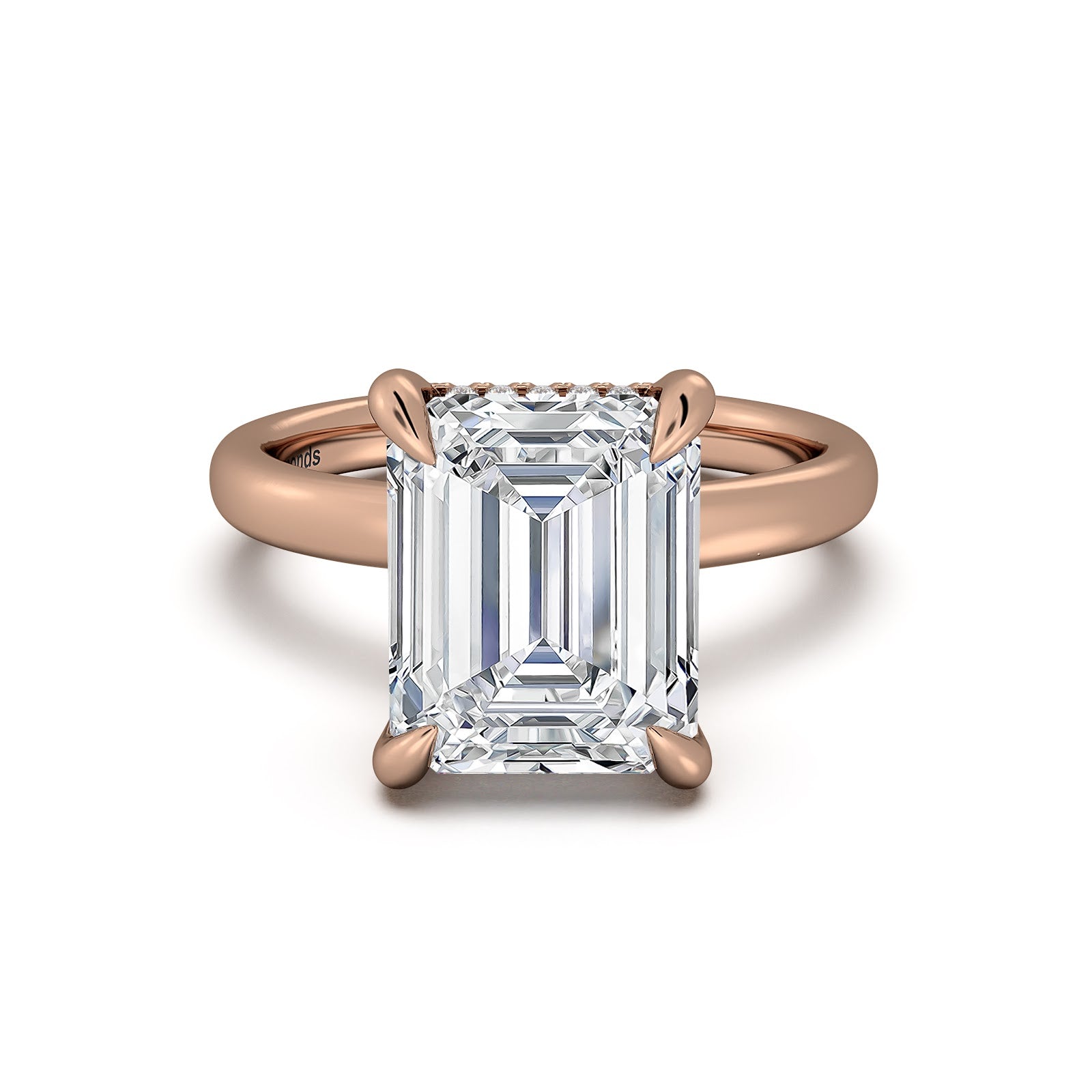 Rose Gold Emerald Diamond Engagement Ring with Solitaire Band | Waco Diamonds Is Located In Waco, TX | Central Texas' #1 Engagement Ring Store With Lifetime Warranty