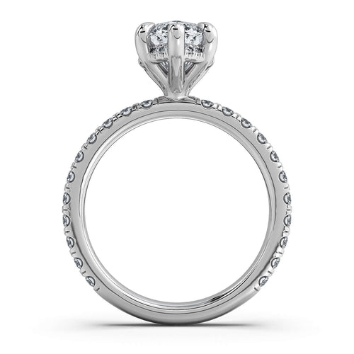 Load image 1 in gallery view. White Gold Marquise Diamond Engagement Ring with Pave Band Profile View | Waco Diamonds Is Located In Waco, TX | Central Texas' #1 Engagement Ring Store With Lifetime Warranty