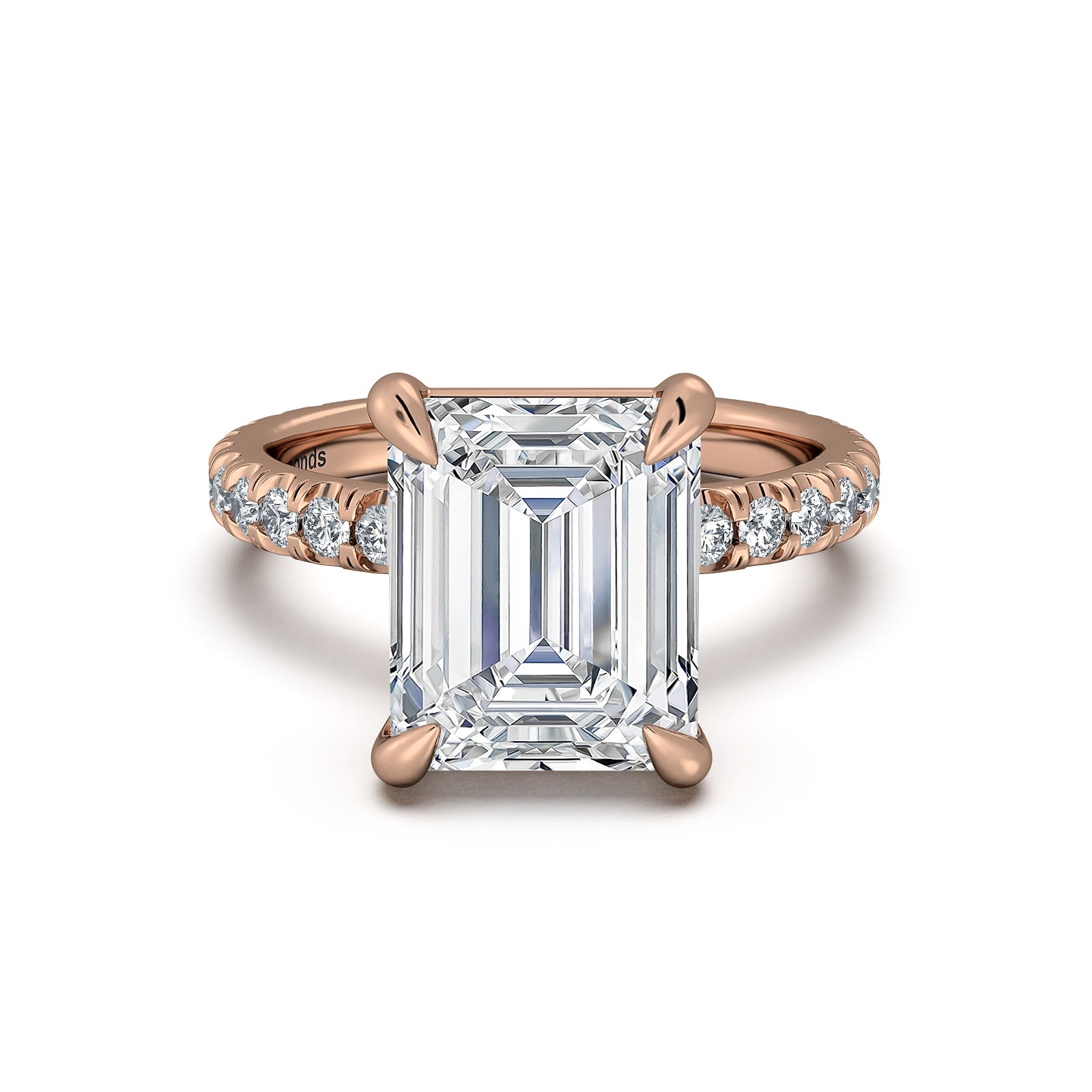 Rose Gold Radiant Diamond Engagement Ring with Pave Band | Waco Diamonds Is Located In Waco, TX | Central Texas' #1 Engagement Ring Store With Lifetime Warranty