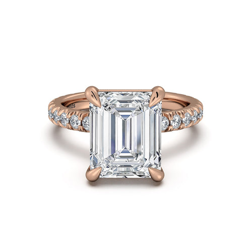 Load image 1 in gallery view. Rose Gold Radiant Diamond Engagement Ring with Pave Band | Waco Diamonds Is Located In Waco, TX | Central Texas' #1 Engagement Ring Store With Lifetime Warranty