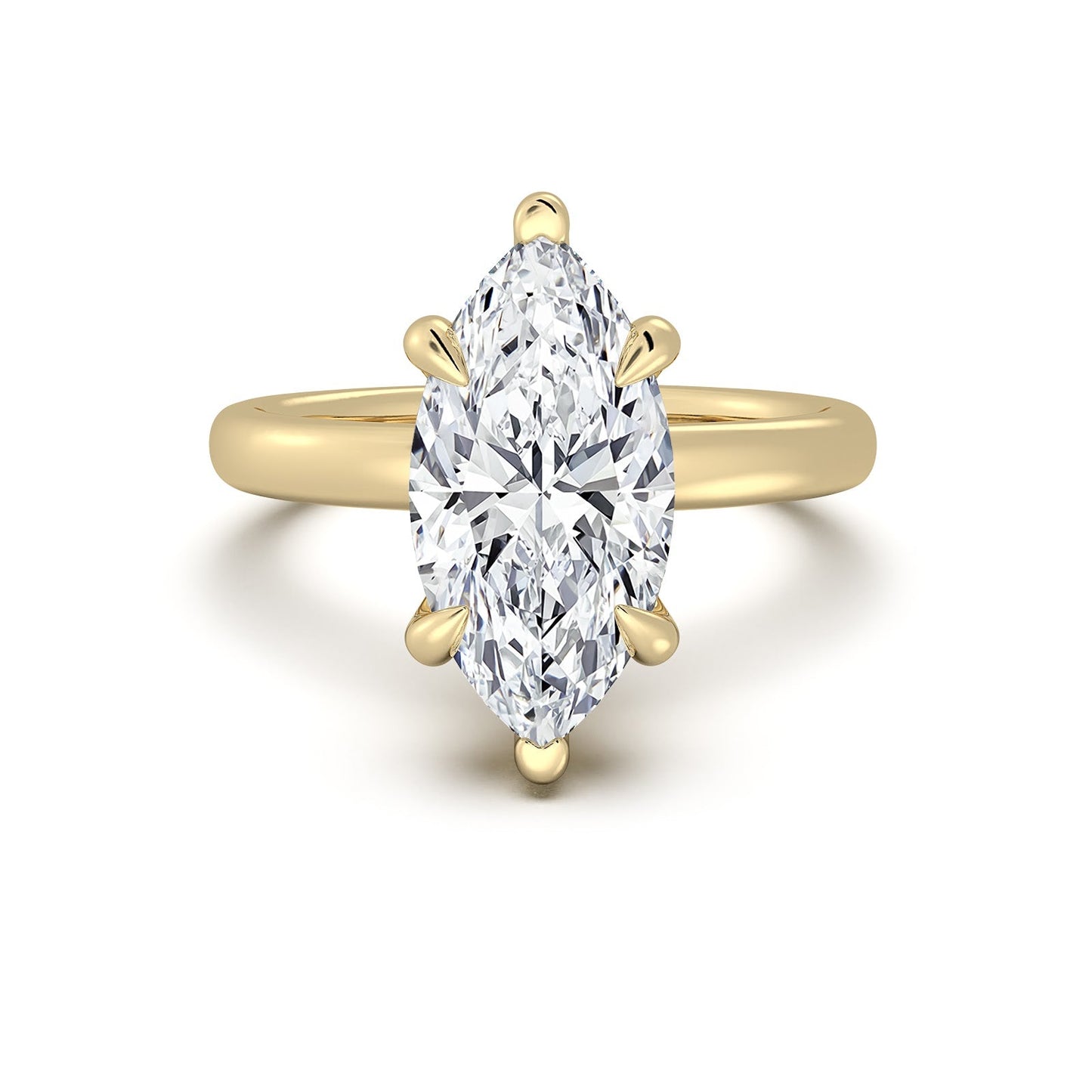Yellow Gold Marquise Diamond Engagement Ring with Solitaire Band | Waco Diamonds Is Located In Waco, TX | Central Texas' #1 Engagement Ring Store With Lifetime Warranty