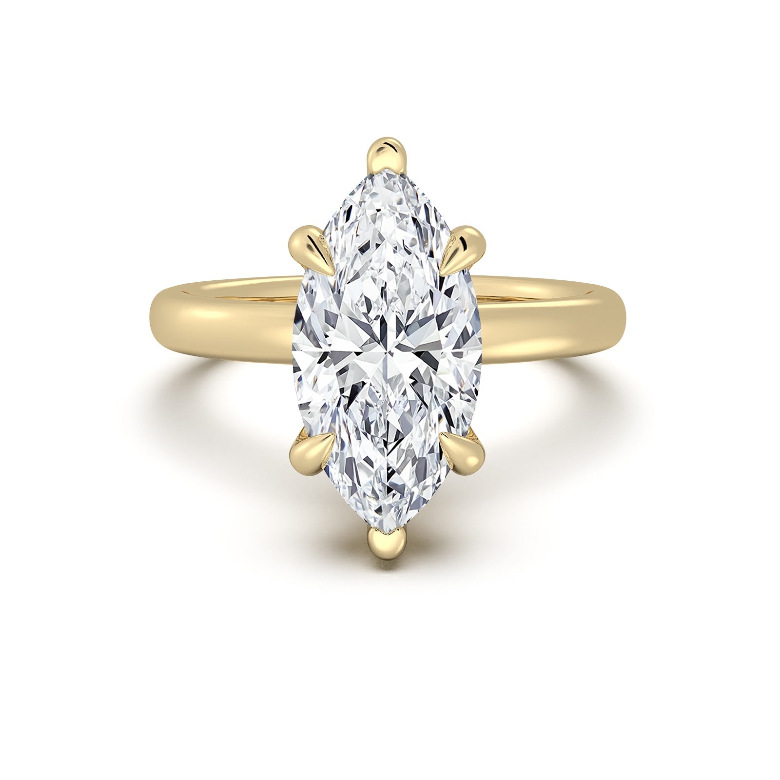Yellow Gold Marquise Diamond Engagement Ring with Solitaire Band | Waco Diamonds Is Located In Waco, TX | Central Texas' #1 Engagement Ring Store With Lifetime Warranty