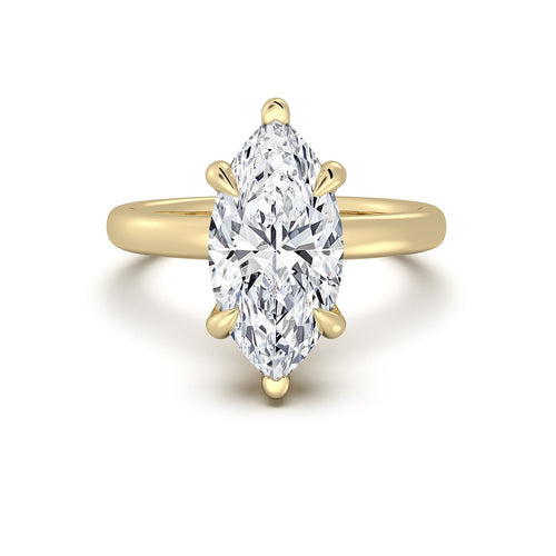 Load image 1 in gallery view. Yellow Gold Marquise Diamond Engagement Ring with Solitaire Band | Waco Diamonds Is Located In Waco, TX | Central Texas' #1 Engagement Ring Store With Lifetime Warranty