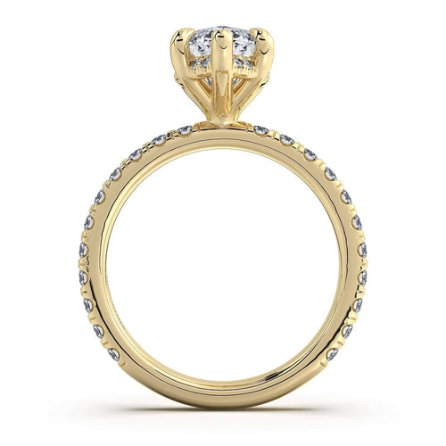 Load image 1 in gallery view. Yellow Gold Marquise Diamond Engagement Ring with Pave Band | Waco Diamonds Is Located In Waco, TX | Central Texas' #1 Engagement Ring Store With Lifetime Warranty