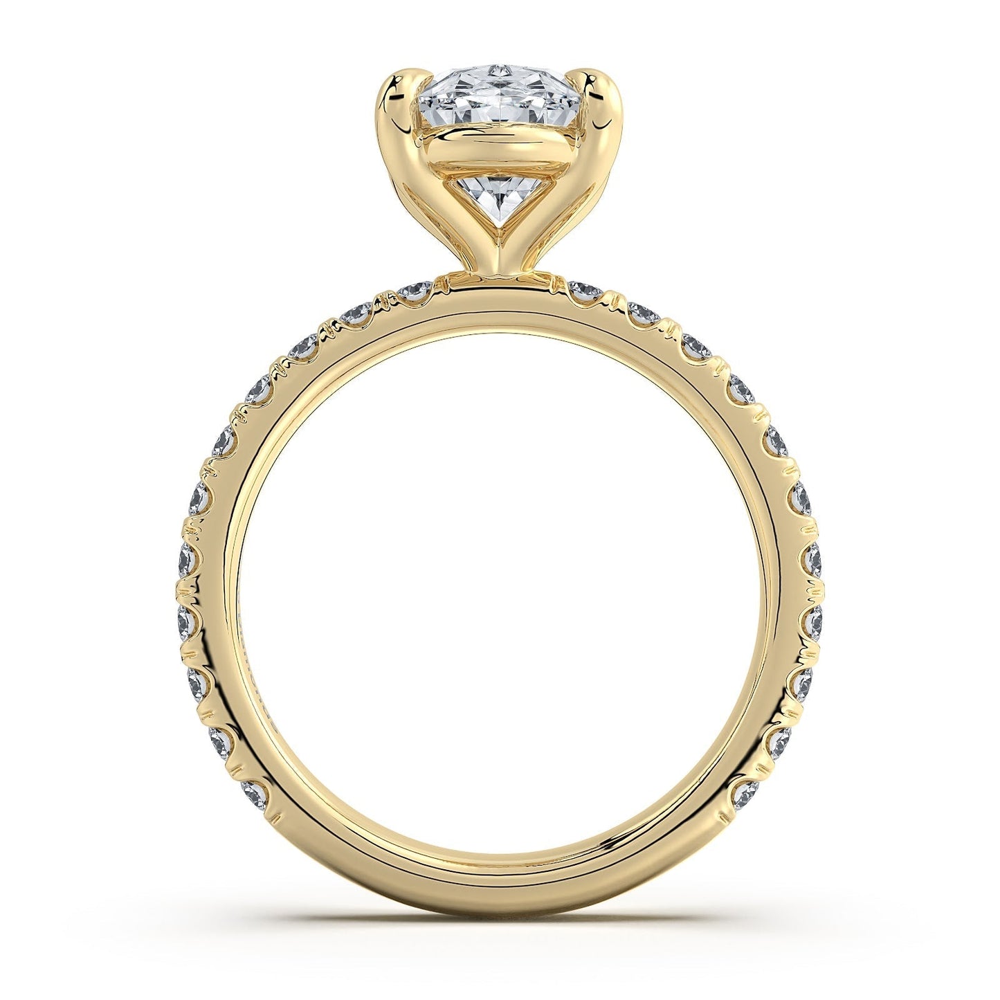 Yellow Gold Oval Diamond Engagement Ring with Pave Band | Waco Diamonds Is Located In Waco, TX | Central Texas' #1 Engagement Ring Store With Lifetime Warranty