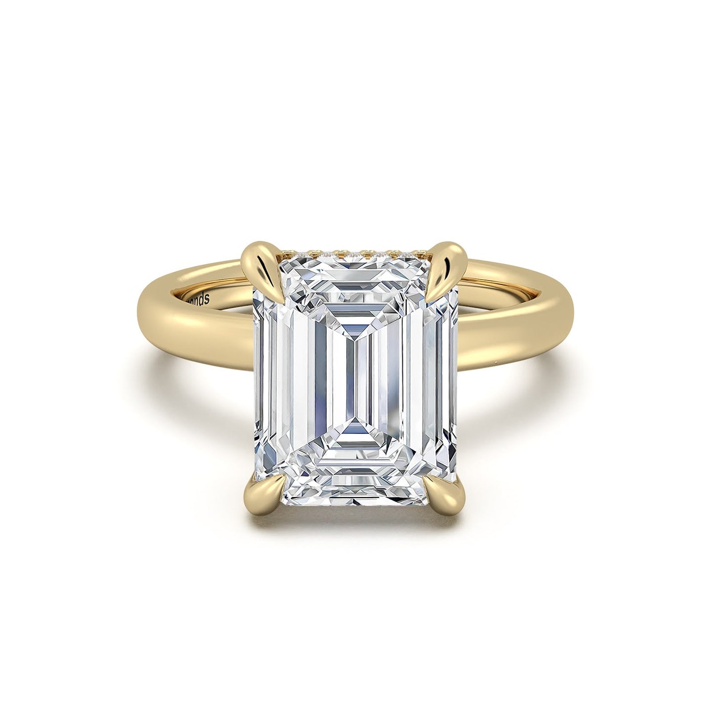 Yellow Gold Emerald Diamond Engagement Ring with Solitaire Band | Waco Diamonds Is Located In Waco, TX | Central Texas' #1 Engagement Ring Store With Lifetime Warranty