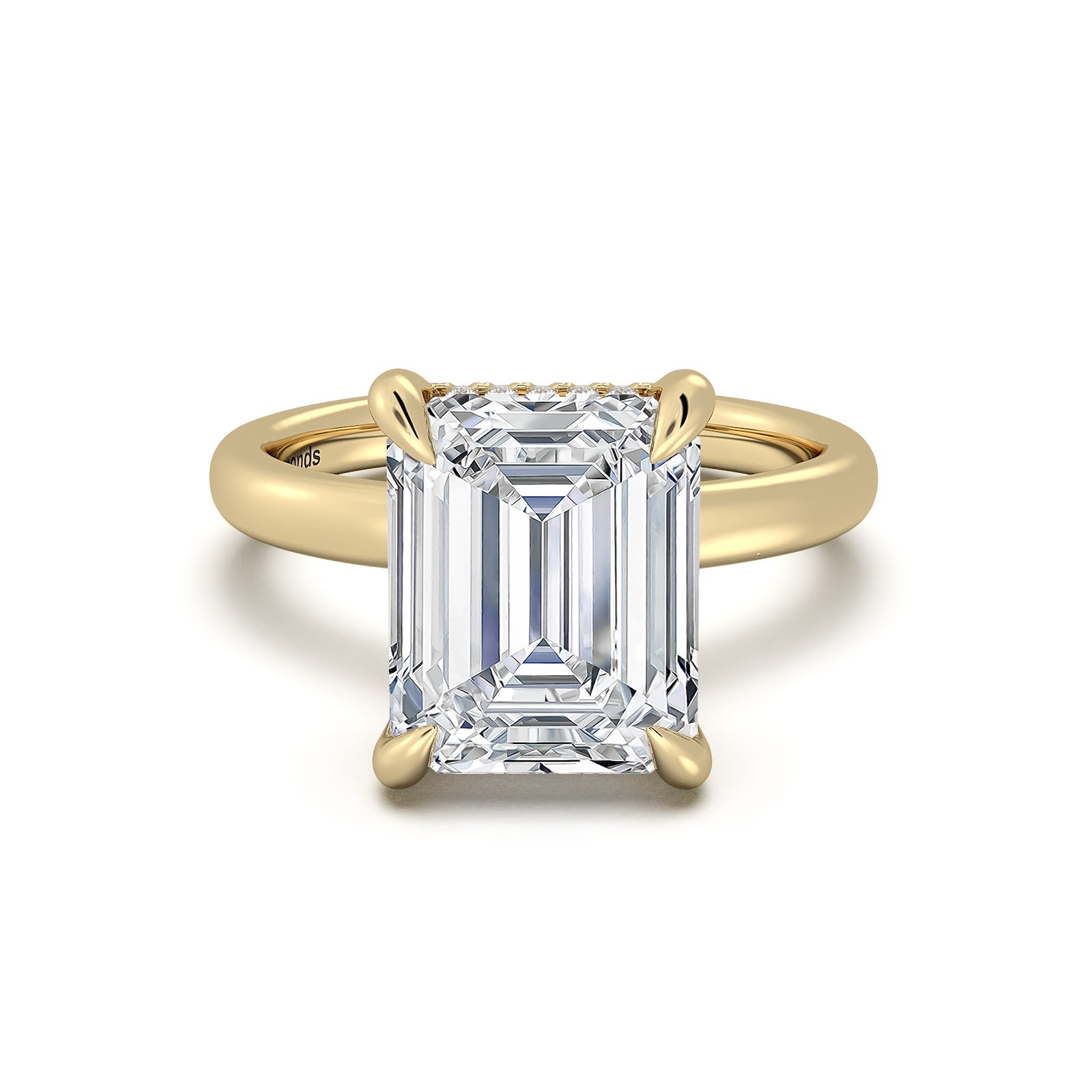 Yellow Gold Emerald Diamond Engagement Ring with Solitaire Band | Waco Diamonds Is Located In Waco, TX | Central Texas' #1 Engagement Ring Store With Lifetime Warranty